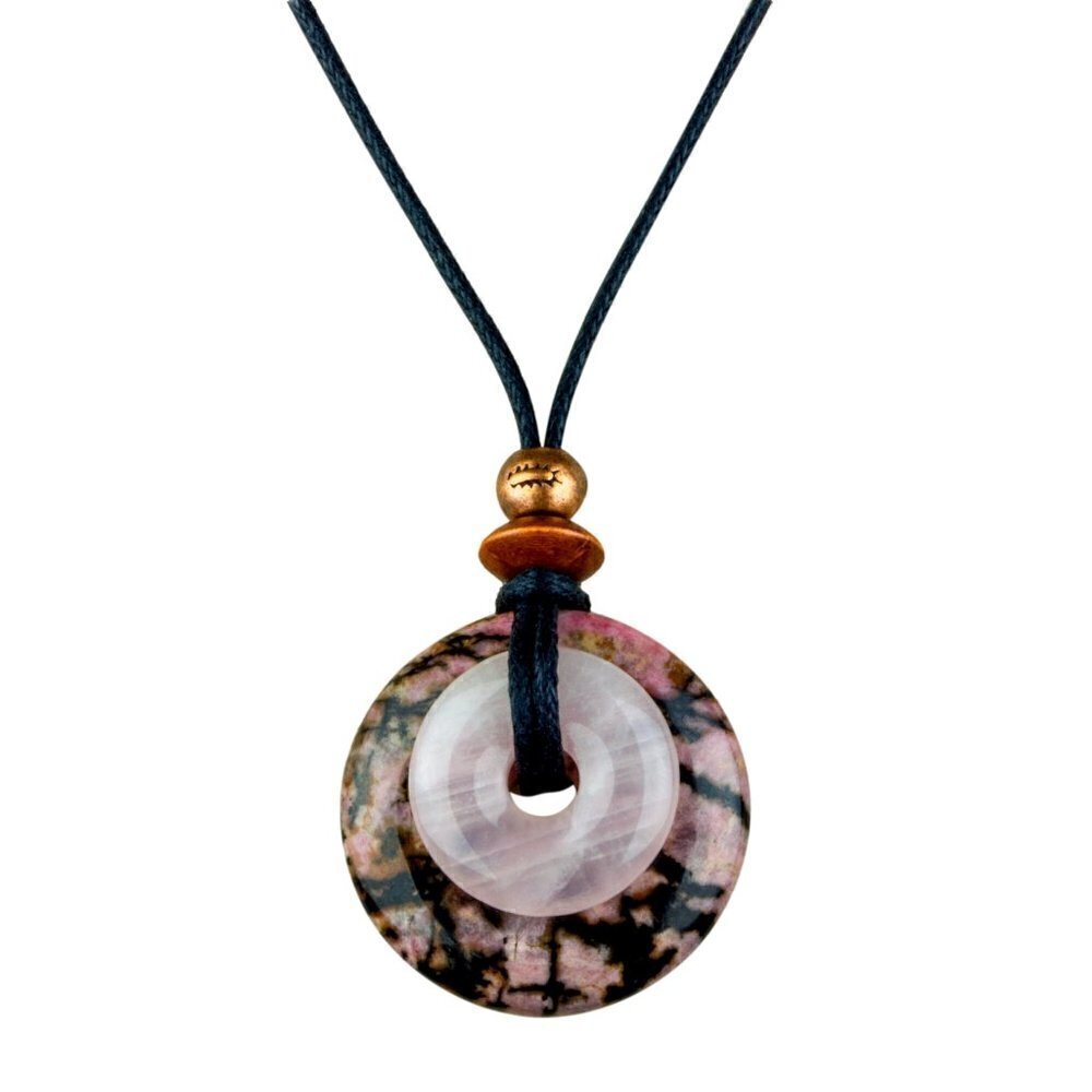 Rhodonite & Rose Quartz Pendant Necklace | Handmade - Picture 5 of 7